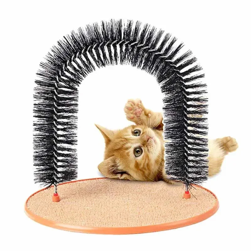 A Massage Grooming Rubbing Brush with Scratching Pad Toy