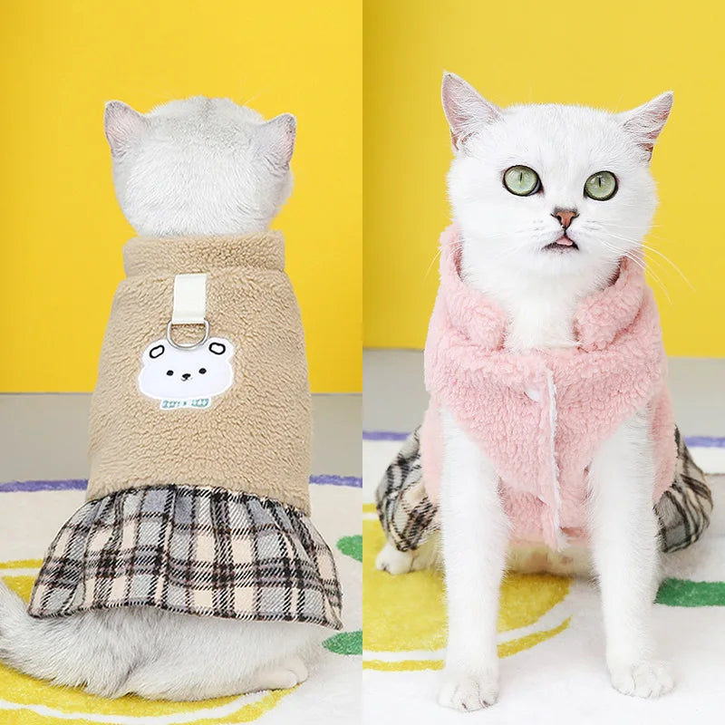 Winter Warm Cat Dress Coat Thickened Costume