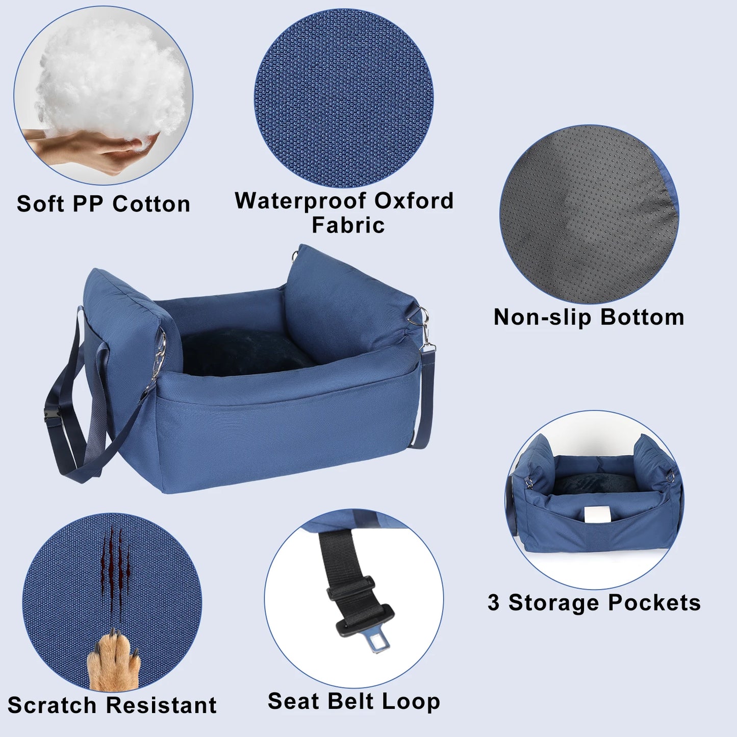 Pet Car Seat Travel Safety Bed Detachable