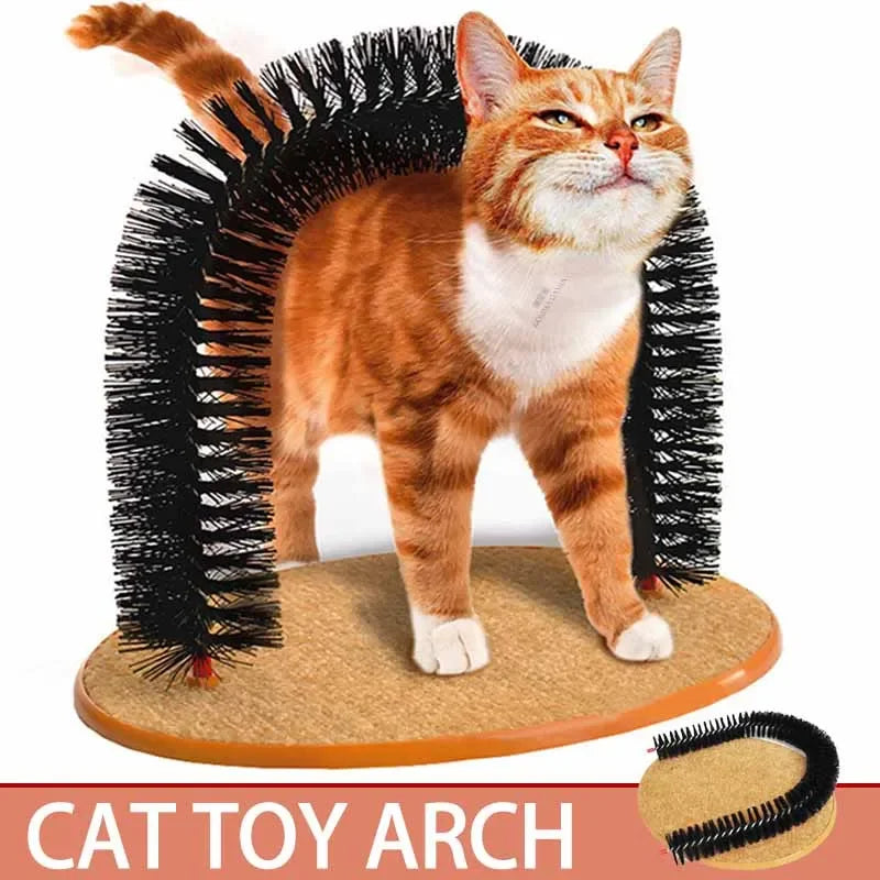 A Massage Grooming Rubbing Brush with Scratching Pad Toy